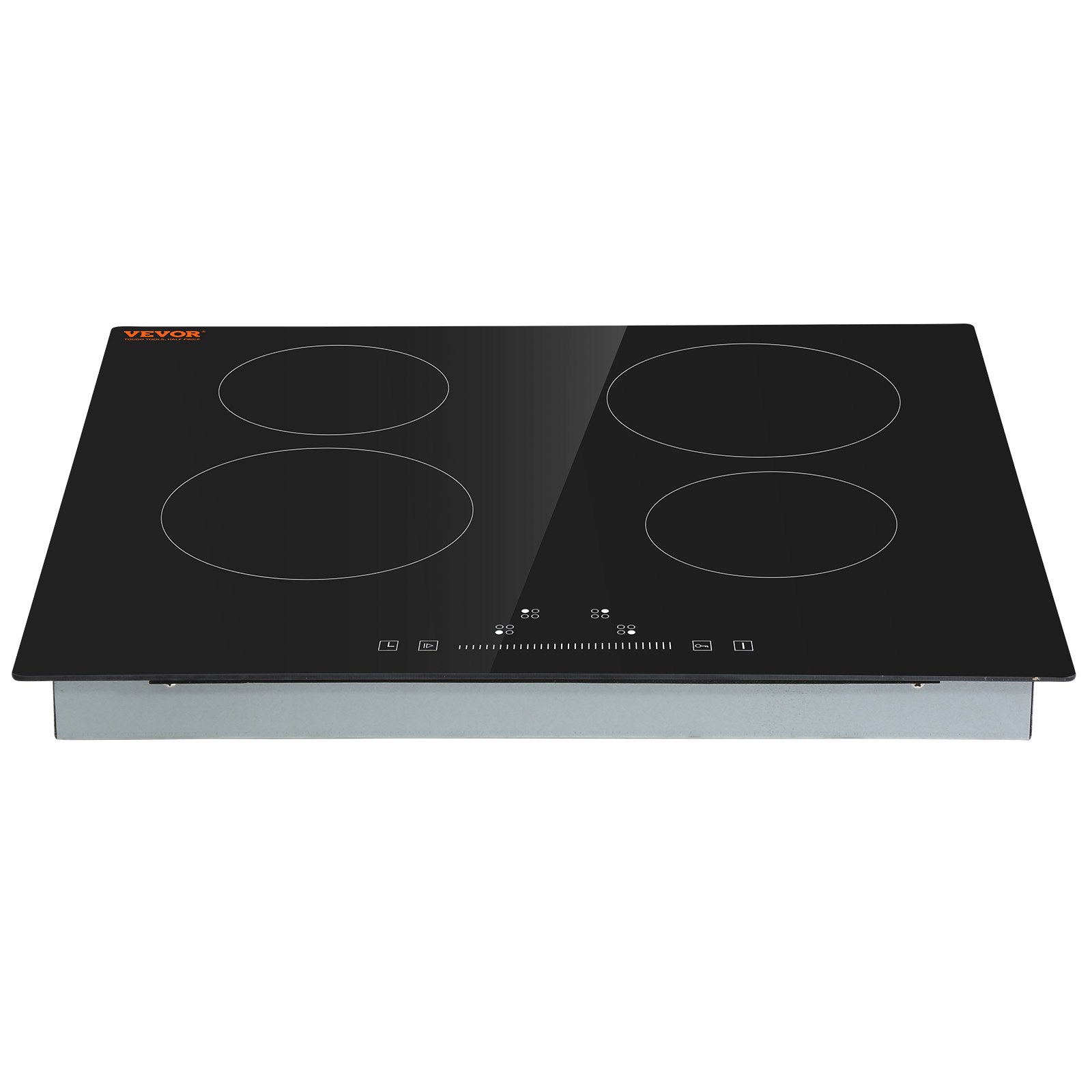 VEVOR Estufa eléctrica integrada, 23.2 x 20.5 pulgadas, 4 quemadores, estufa radiante de vidrio de 240 V con control táctil de sensor, temporizador y bloqueo para niños incluidos, 9 niveles de potencia para cocinar a fuego lento y freír