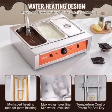 VEVOR Máquina templadora de chocolate, 26.5 libras 3 tanques Olla para derretir chocolate Control de temperatura 86~185 ℉, Calentador de alimentos comercial eléctrico de acero inoxidable de 1500 W para derretir y calentar chocolate/leche/crema