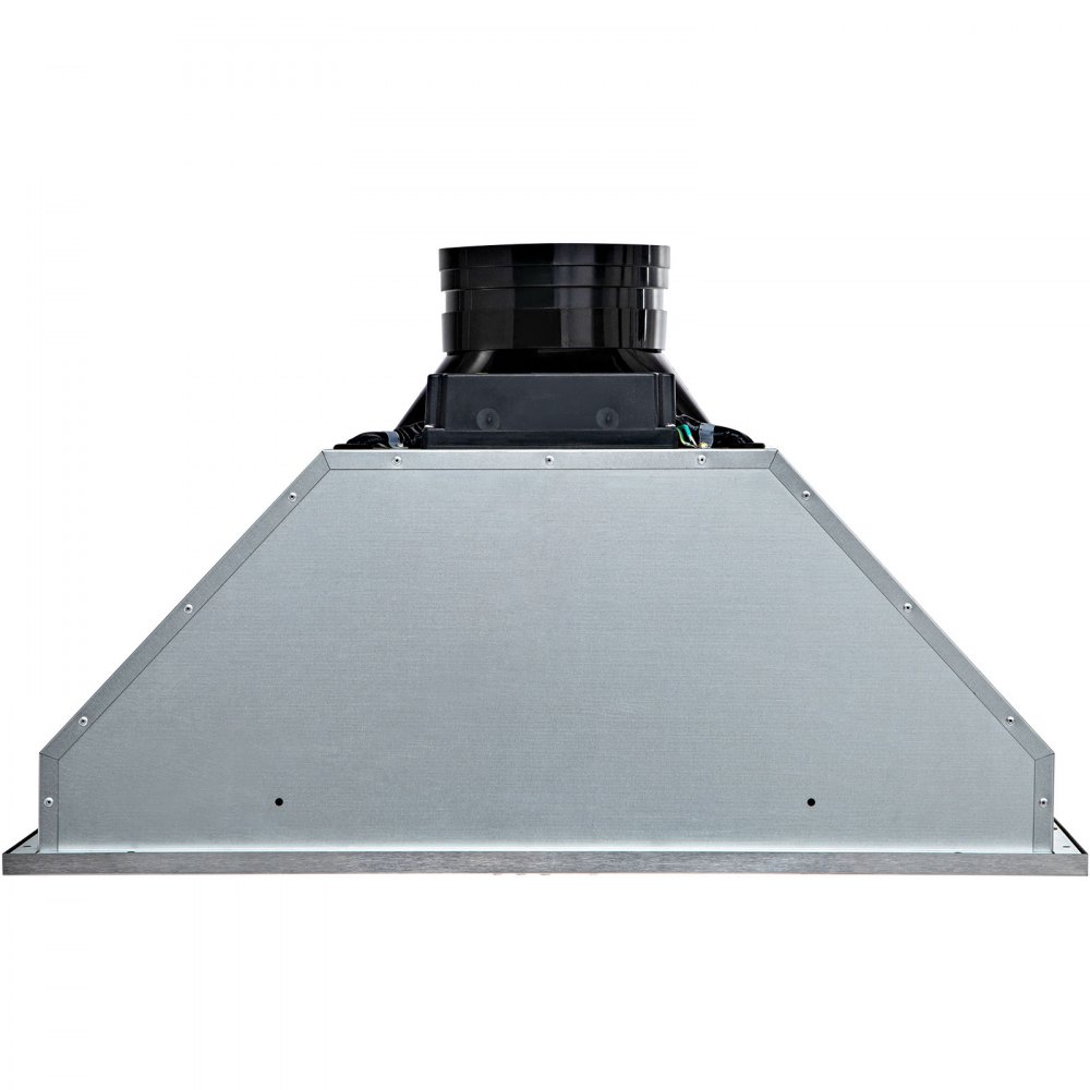 Campana extractora insertable VEVOR con carcasa de acero y ventilación negra en la parte superior.