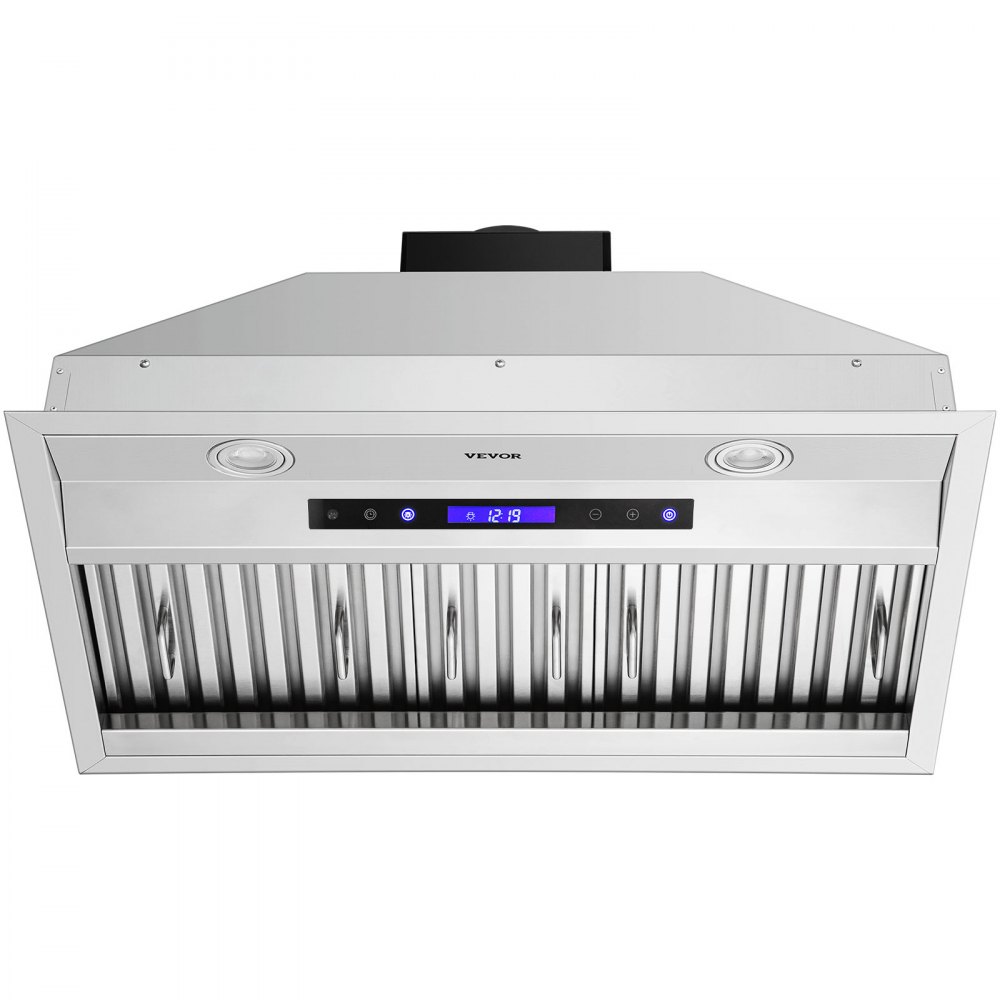 Campana extractora insertable VEVOR en acero inoxidable con pantalla led y panel de control.