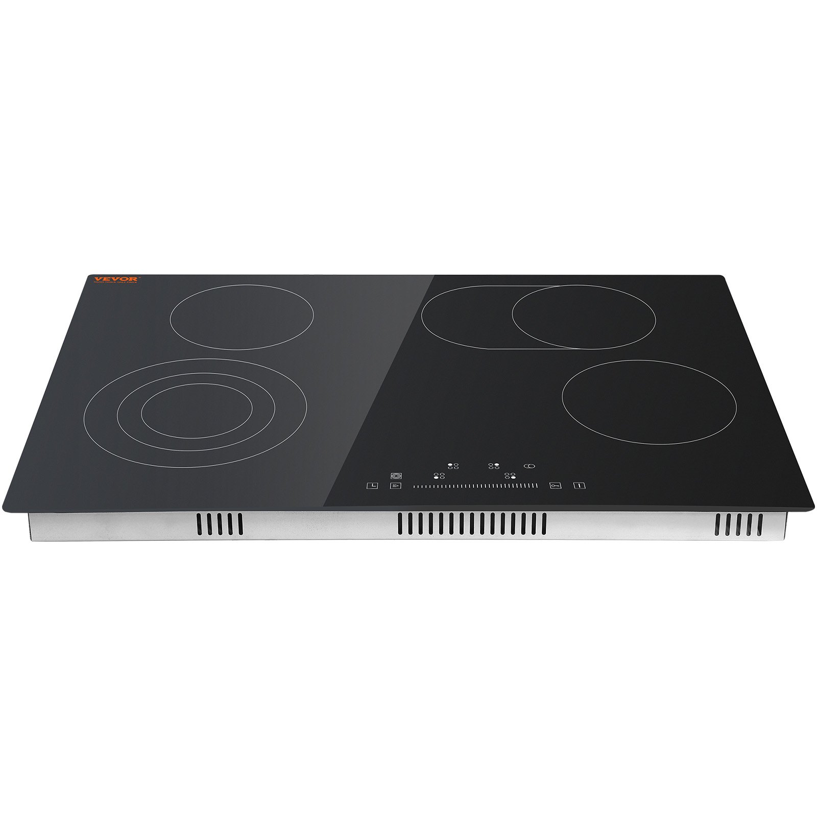 VEVOR Estufa eléctrica integrada, 30.3 x 20.5 pulgadas, 4 quemadores, estufa radiante de vidrio de 240 V con control táctil de sensor, temporizador y bloqueo para niños incluidos, 9 niveles de potencia para cocinar a fuego lento y freír