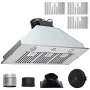 Campana extractora insertable VEVOR con acabado en acero inoxidable, luces led, filtros y accesorios de conductos.