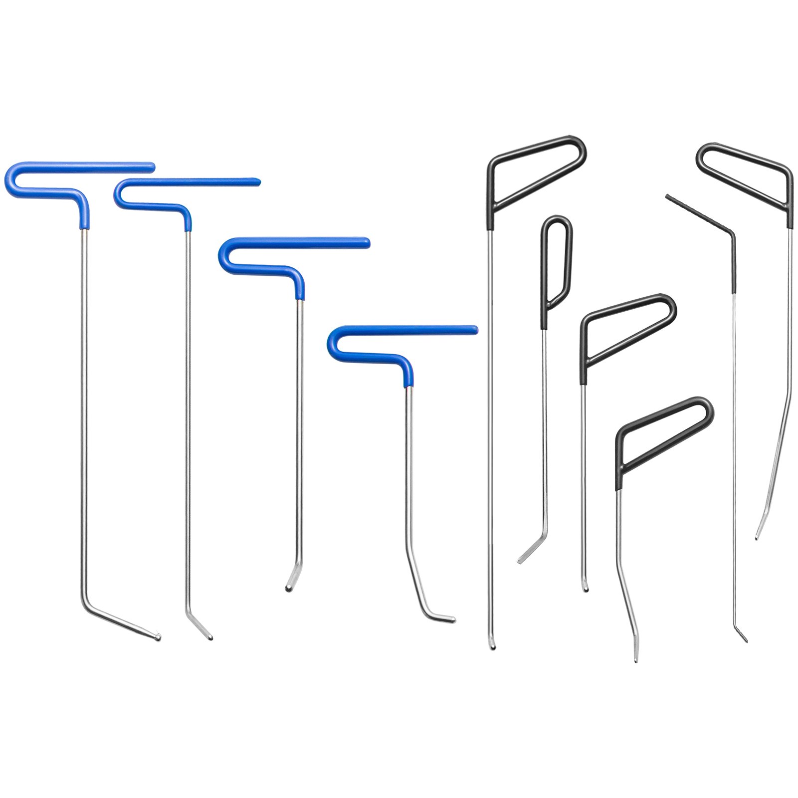 VEVOR Varillas de eliminación de abolladuras sin pintura, 68 piezas de herramientas de reparación de abolladuras sin pintura, 10 varillas de acero inoxidable, kit de reparación de abolladuras de coche, kit extractor de abolladuras de pegamento para eliminación automática de abolladuras, abolladuras menores, abolladuras de puerta