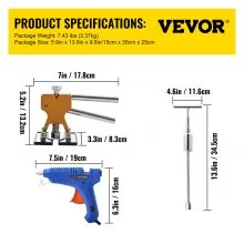 Herramienta de eliminación de abolladuras VEVOR, 69 piezas de herramientas de reparación de abolladuras sin pintura, kit de reparación de abolladuras de coche Golden Lifter, kit extractor de abolladuras con pestañas extractoras de pegamento para eliminación automática de abolladuras, abolladuras menores, abolladuras de puerta y daños por granizo