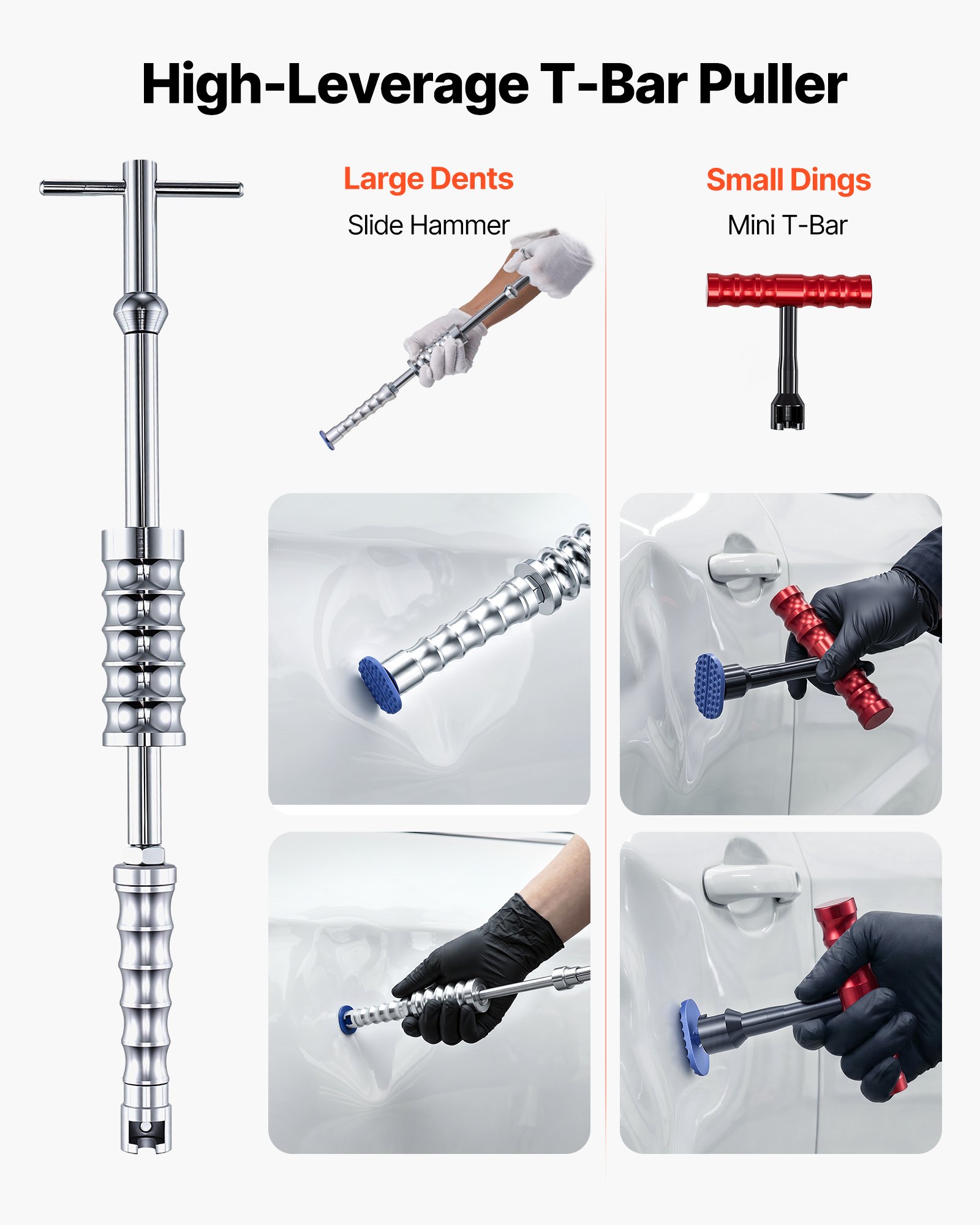 VEVOR Varillas de Eliminación de Abolladuras sin Pintura, 89 uds, con Extractor Dorado, Lengüetas Extractoras de Pegamento, para Eliminación de Abolladuras Automáticas, las Menores, las de Puertas
