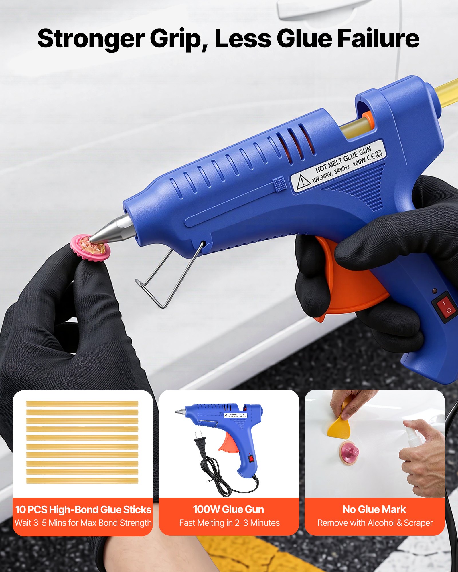 VEVOR Varillas de Eliminación de Abolladuras sin Pintura, 89 uds, con Extractor Dorado, Lengüetas Extractoras de Pegamento, para Eliminación de Abolladuras Automáticas, las Menores, las de Puertas