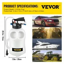 Bomba de líquido de transmisión VEVOR, dispensador de sistema de recarga ATF manual de 2 vías, extractor de aceite y líquido de 10 litros de gran capacidad, juego de herramientas de bomba de líquido de transmisión automática con adaptadores de llenado ATF de 14 piezas