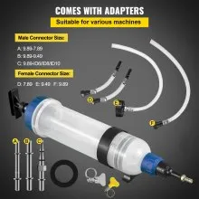 VEVOR Bomba de fluido de transmisión Dispensador manual de sistema de recarga ATF, extractores de aceite y líquido de 1,5 litros de gran capacidad, juego de herramientas de bomba de fluido de transmisión automática con adaptadores de llenado ATF