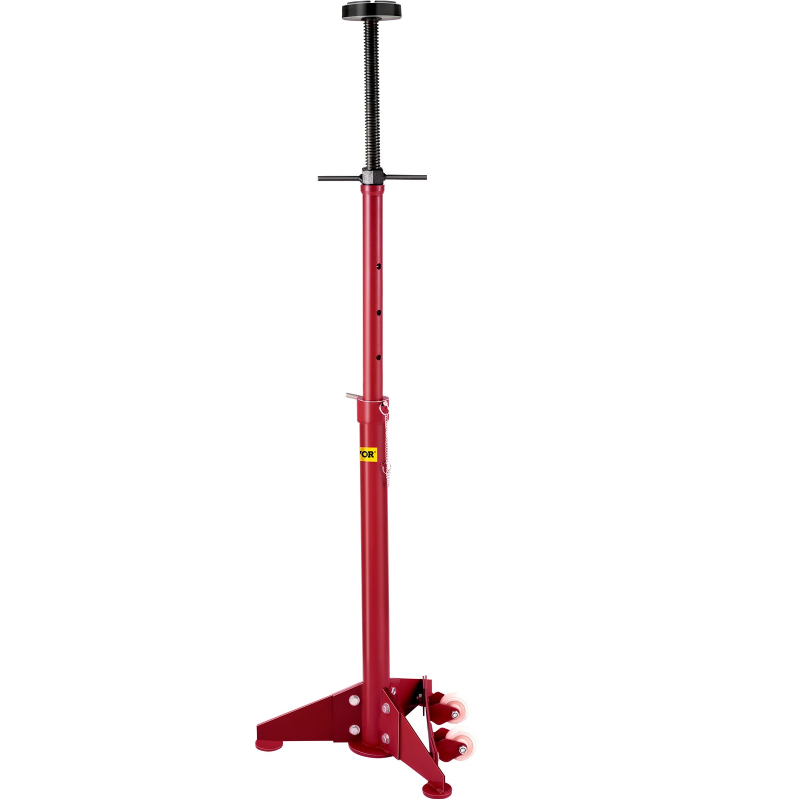 VEVOR Underhoist Stand 3/4 Ton Capacity Pole Jack Heavy Duty Jack Stand Car Support Jack Elevación de 1,1 m a 1,8 m, base triangular, dos ruedas, fácil ajuste, soporte automotriz, rojo