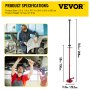 VEVOR Underhoist Stand 3/4 Ton Capacity Pole Jack Heavy Duty Jack Stand Car Support Jack Elevación de 1,5 m a 2,0 m, base redonda, con pedal, ajuste fácil, soporte de gato de soporte automotriz, rojo