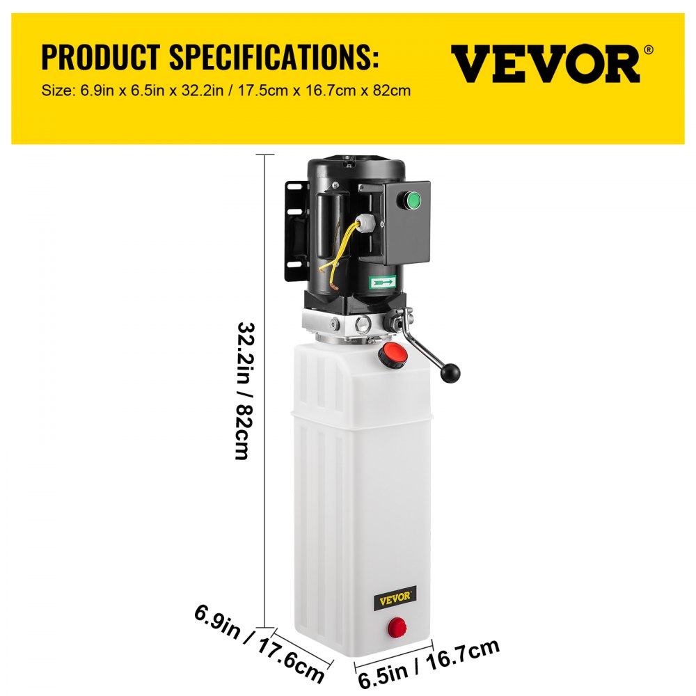 VEVOR - Unidad de potencia hidráulica para elevador de automóviles de 6 cuartos de galón, bomba hidráulica, 220 V, 3 HP, 2750 PSI, para elevadores de dos y cuatro postes, elevador automático con depósito de plástico de 6 L