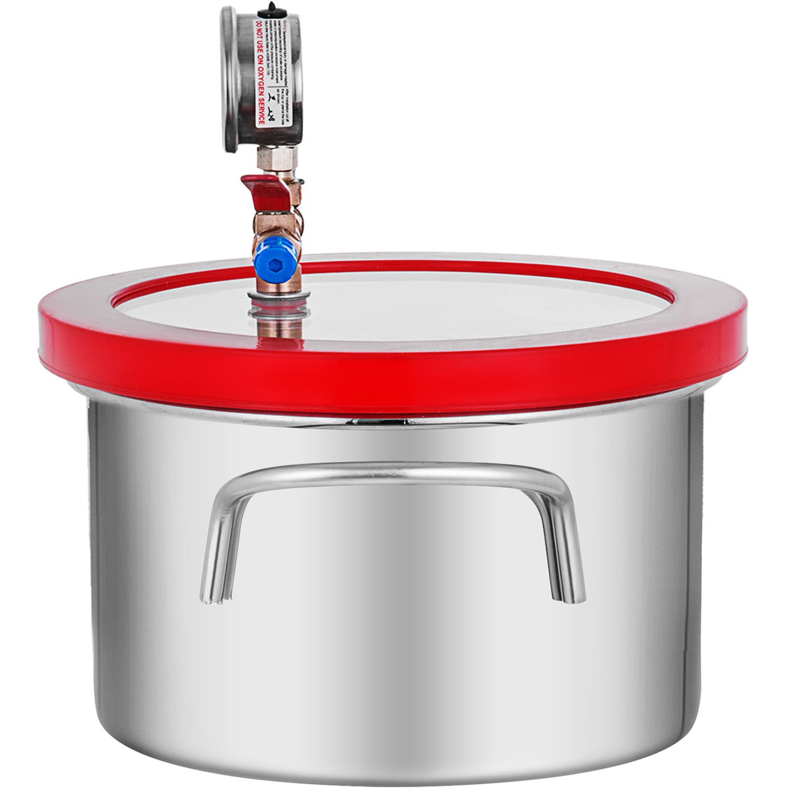 Cámara de vacío VEVOR con olla de acero inoxidable y tapa transparente, con manómetro.