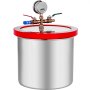 Kit de cámara de vacío VEVOR de acero inoxidable con tapa roja y manómetro.
