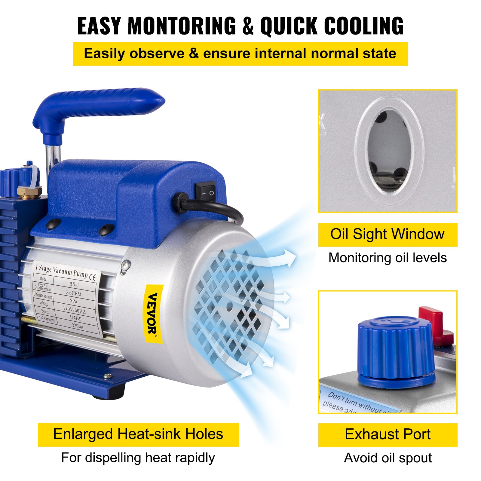 Cámara de vacío VEVOR con bomba, bomba de vacío de 3,6 CFM 1/4 HP con cámara de vacío de alta capacidad de 1,5 galones, kit de cámara de bomba de vacío, kit de cámara de desgasificación al vacío