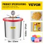Cámara de vacío VEVOR con manómetro, dimensiones, adhesivo epoxi, pellets, velas de corazón
