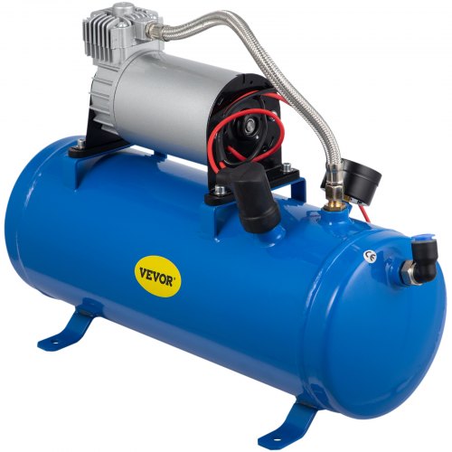 VEVOR Compresor de aire de bocina de tren de 12 V con tanque 150 PSI Compresor de aire para automóvil Inflador de neumáticos portátil con tanque de 6 litros 1.6 galones para llantas de autocaravana de bocinas de tren