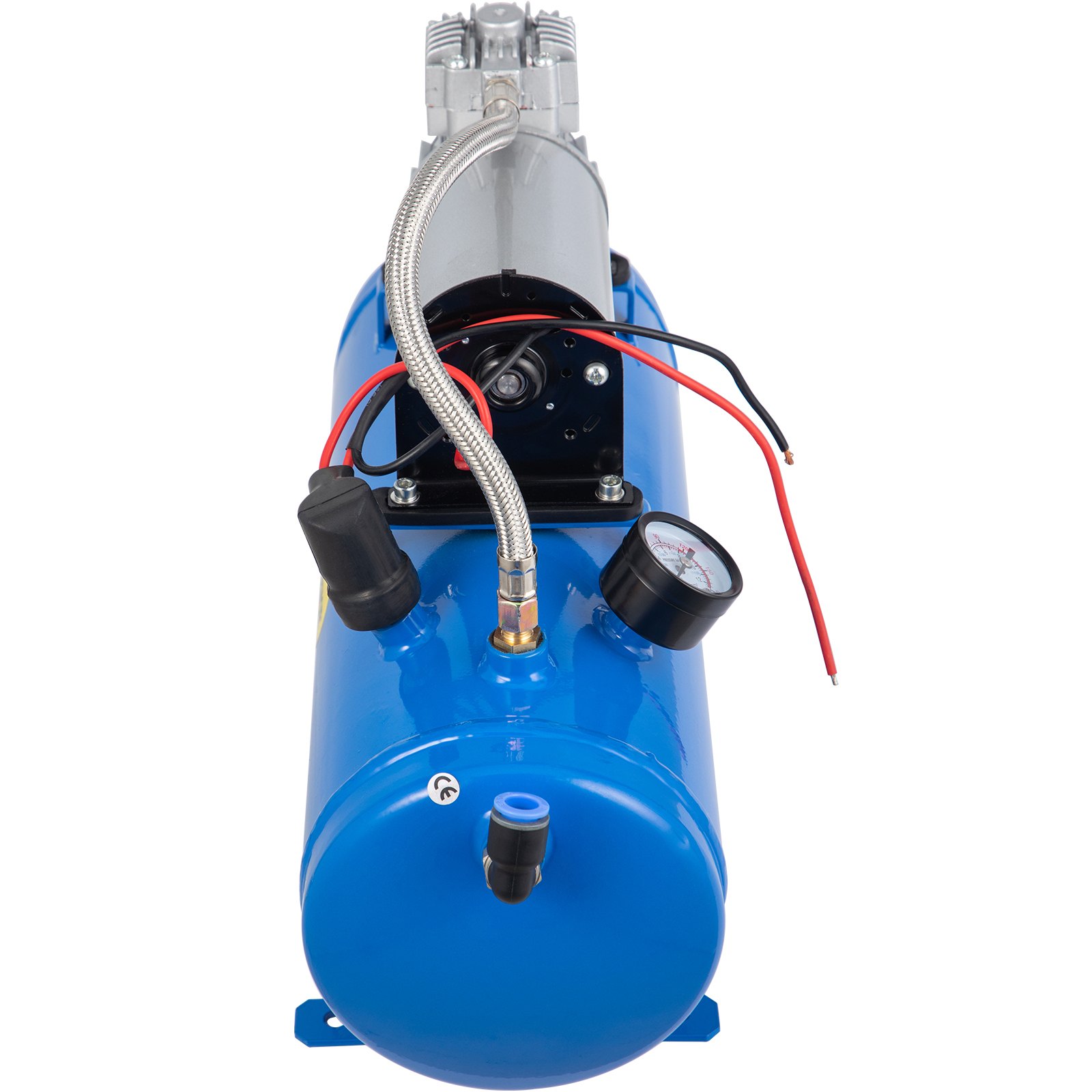 Compresor de aire con bocina de tren VEVOR azul de 12 V con indicador y cables.