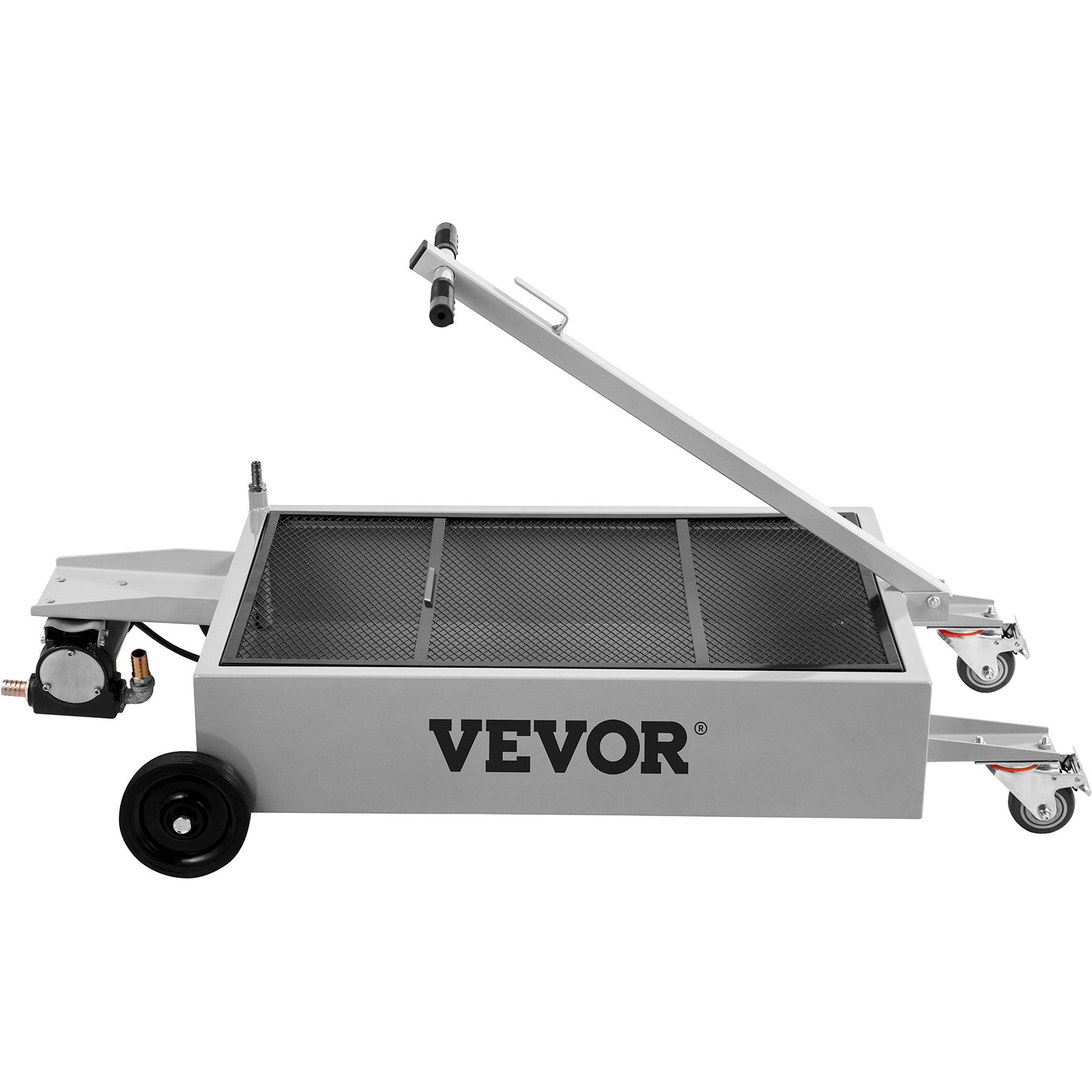 VEVOR Bandeja de drenaje de aceite Tanque de drenaje de aceite de 15 galones, Bandeja de drenaje de aceite de perfil bajo de 57 L, Bandeja de cambio de aceite de gran capacidad, mano plegable, con bomba eléctrica, manguera, ruedas giratorias para drenaje de aceite de automóviles, SUV, camiones