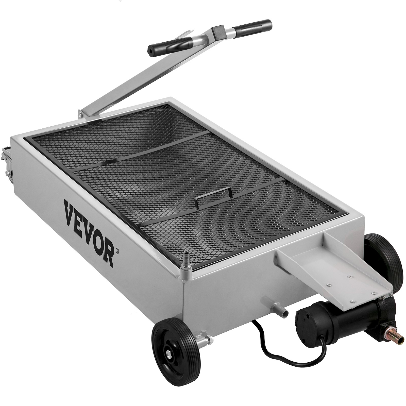 VEVOR Bandeja de drenaje de aceite Tanque de drenaje de aceite de 15 galones, Bandeja de drenaje de aceite de perfil bajo de 57 L, Bandeja de cambio de aceite de gran capacidad, mano plegable, con bomba eléctrica, manguera, ruedas giratorias para drenaje de aceite de automóviles, SUV, camiones