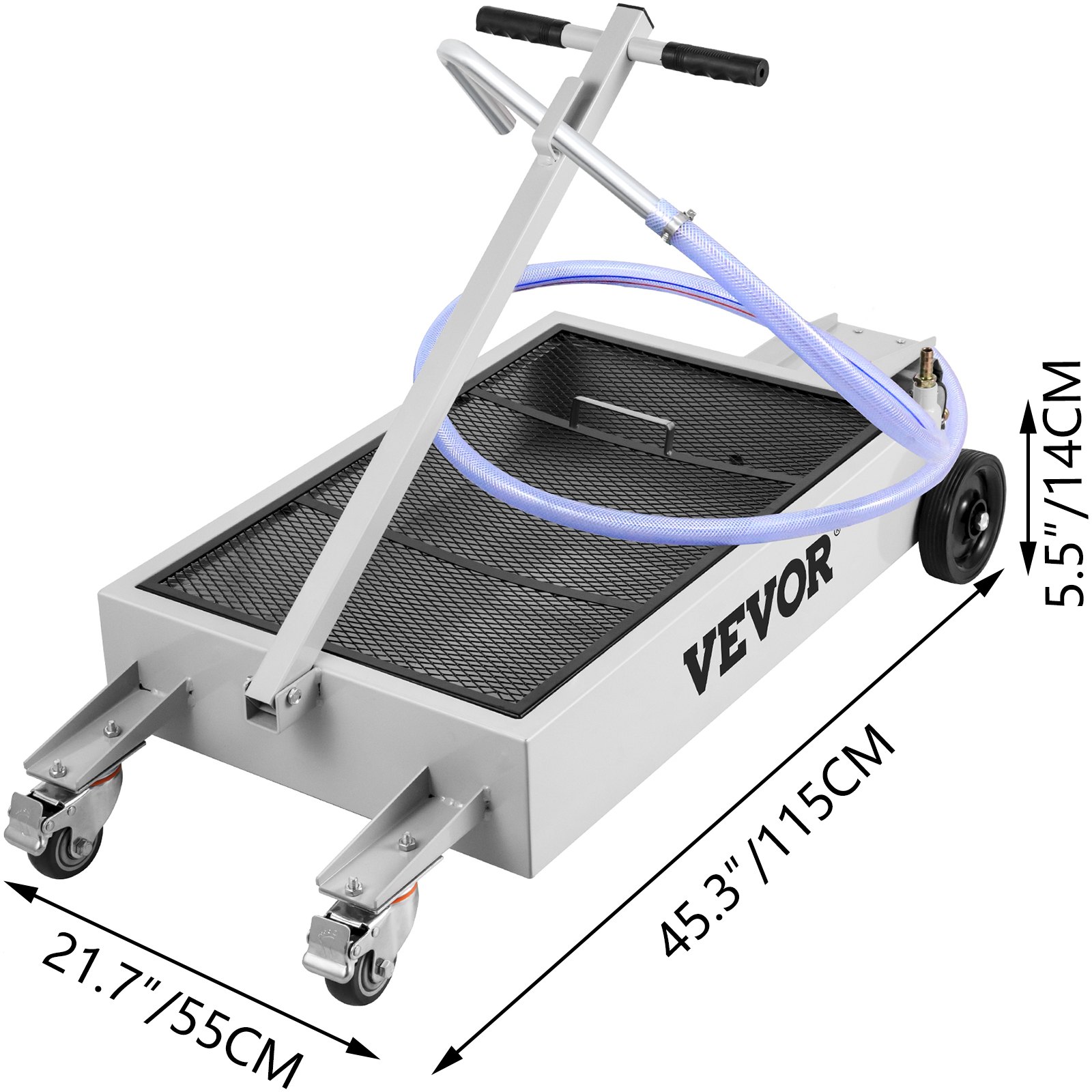 VEVOR Bandeja de drenaje de aceite Tanque de drenaje de aceite de 15 galones, Bandeja de drenaje de aceite de perfil bajo de 57 L, Bandeja de cambio de aceite de gran capacidad, mano plegable, con bomba eléctrica, manguera, ruedas giratorias para drenaje de aceite de automóviles, SUV, camiones