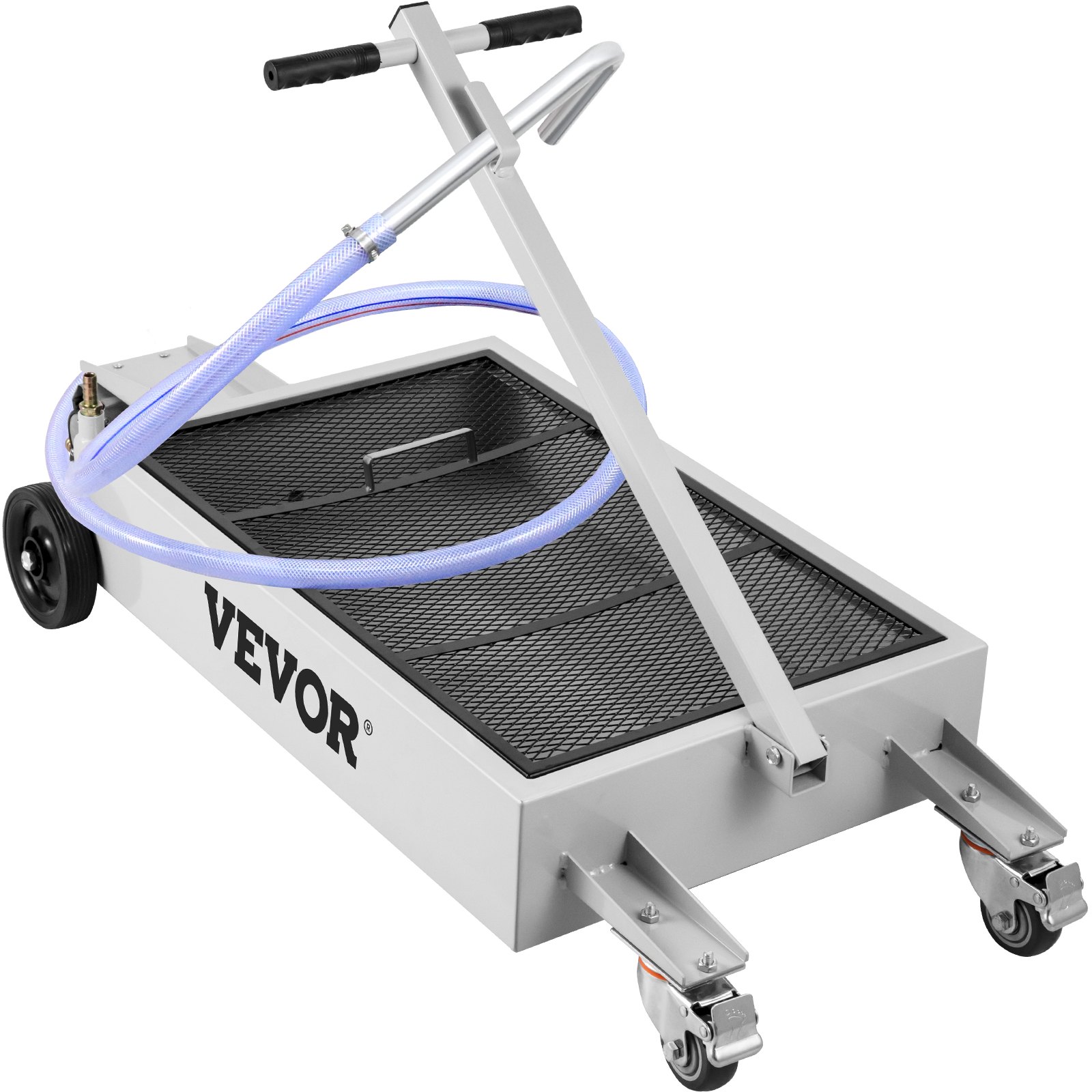 VEVOR Bandeja de drenaje de aceite Tanque de drenaje de aceite de 15 galones, Bandeja de drenaje de aceite de perfil bajo de 57 L, Bandeja de cambio de aceite de gran capacidad, mano plegable, con bomba eléctrica, manguera, ruedas giratorias para drenaje de aceite de automóviles, SUV, camiones