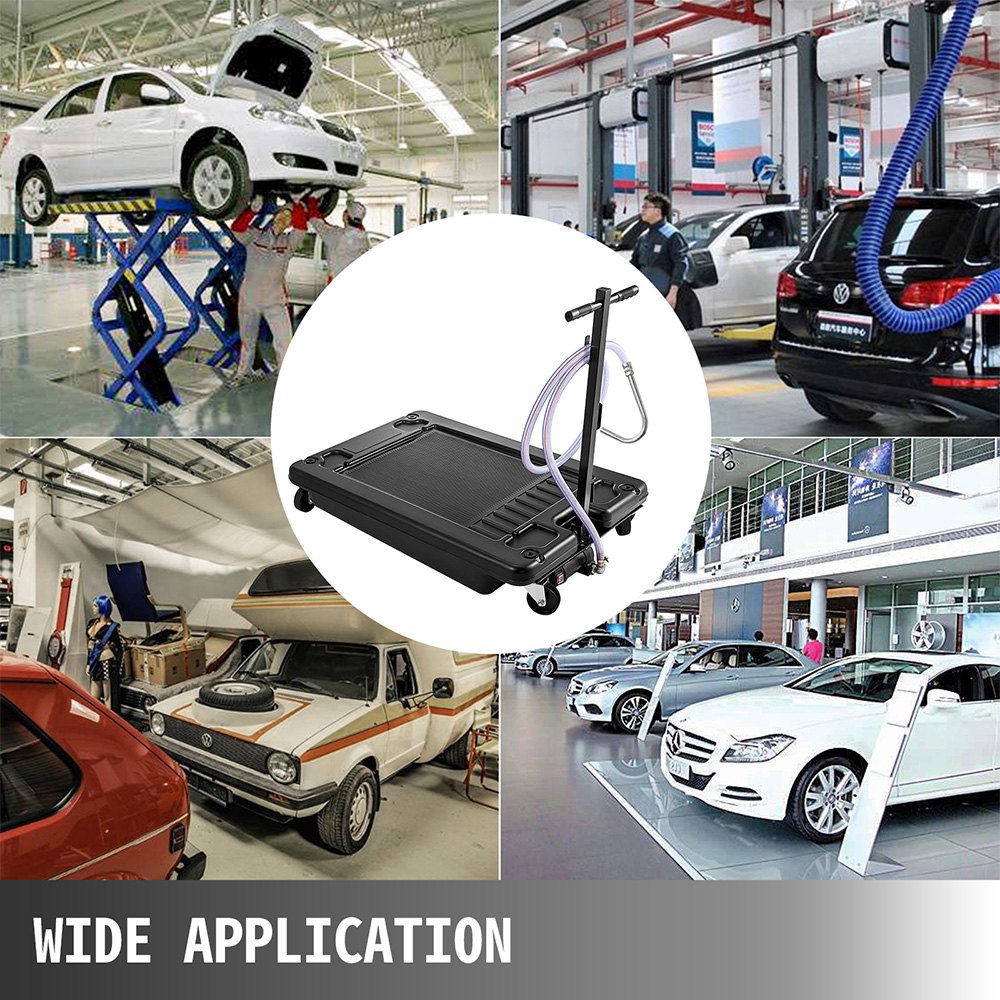 Bandeja de drenaje de aceite de perfil bajo VEVOR, bandeja de drenaje de aceite de 17 galones con bomba eléctrica, bandeja de cambio de aceite de 64L con manguera de 10 pies para coche, SUV, remolque, drenaje de aceite