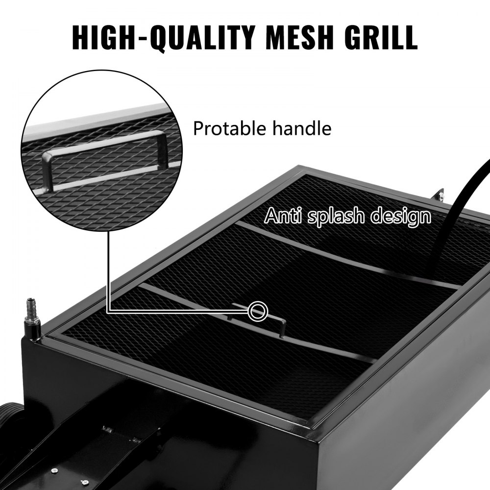 VEVOR Bandeja de drenaje de aceite Tanque de drenaje de aceite de 25 galones, Bandeja de drenaje de aceite de perfil bajo de 95 L, Bandeja de cambio de aceite de gran capacidad, mano plegable, con bom