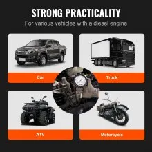 VEVOR Comprobador de compresión de motor diésel, kit de herramientas de prueba de presión de cilindro de 18 piezas, con medidor y adaptadores de 0-1000 psi, cilindros de comprobación de probador de inyector diésel en camiones diésel, tractores, equipos