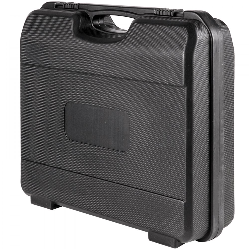 Estuche de plástico negro para limpiador de inyectores VEVOR con asa y pestillos de seguridad.