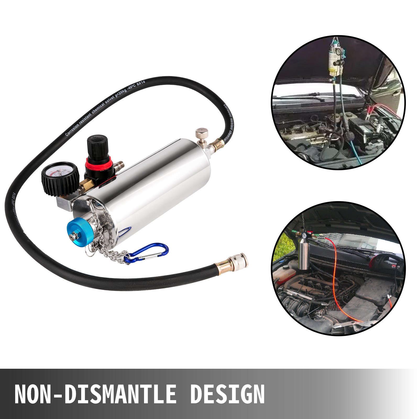 Limpiador de inyectores VEVOR con diseño sin desmontaje para un mantenimiento eficiente del motor.
