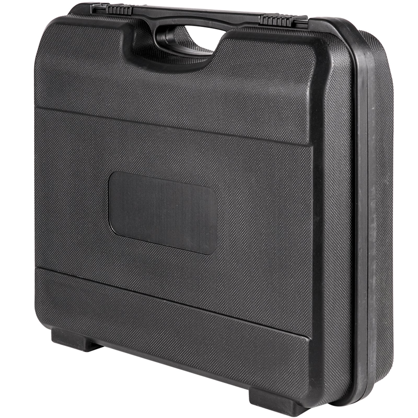 Estuche de plástico negro para limpiador de inyectores VEVOR con asa y pestillos de seguridad.