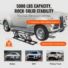 VEVOR Elevador de Autos, Altura Máxima de 25.6", Elevador de Autos Portátil de 5,000 LBS de Capacidad, con Placas de Longitud Extendida, Elevador de Camiones de Acero al Carbono de Alta Resistencia con Unidad de Alimentación de 120V