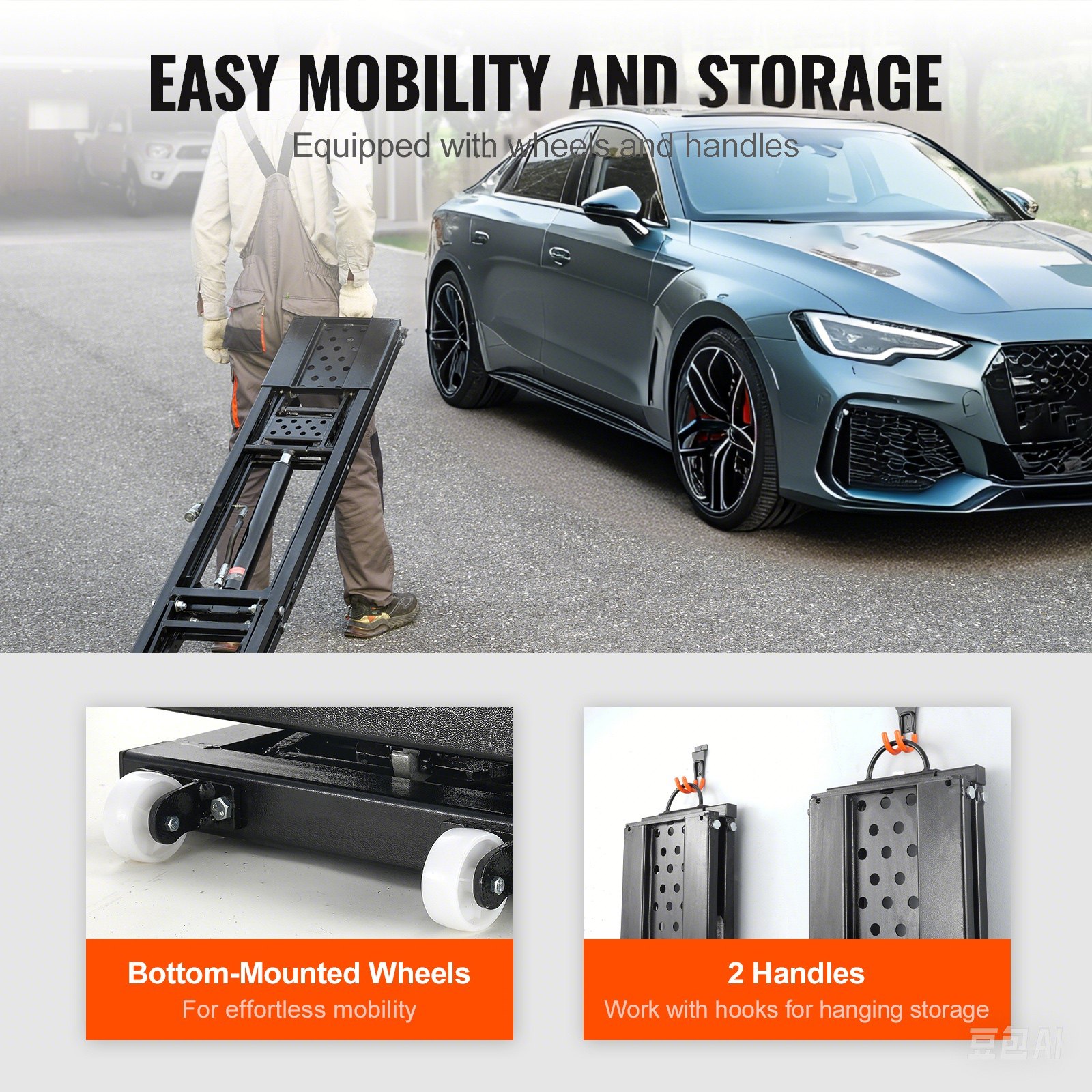 Elevador de vehículos VEVOR, altura máxima de 65 cm, capacidad de 2277 kg, elevador portátil con placas extendidas, elevador de camiones de acero al carbono de alta resistencia con unidad de potencia de 120 V, elevador de gato para garajes, talleres y hogares.