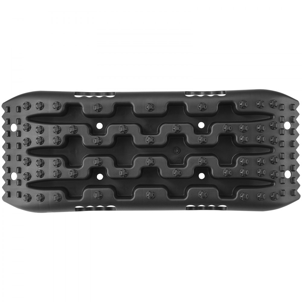Tablas de tracción VEVOR negras con superficie rugosa y múltiples tacos para recuperación de vehículos todoterreno.