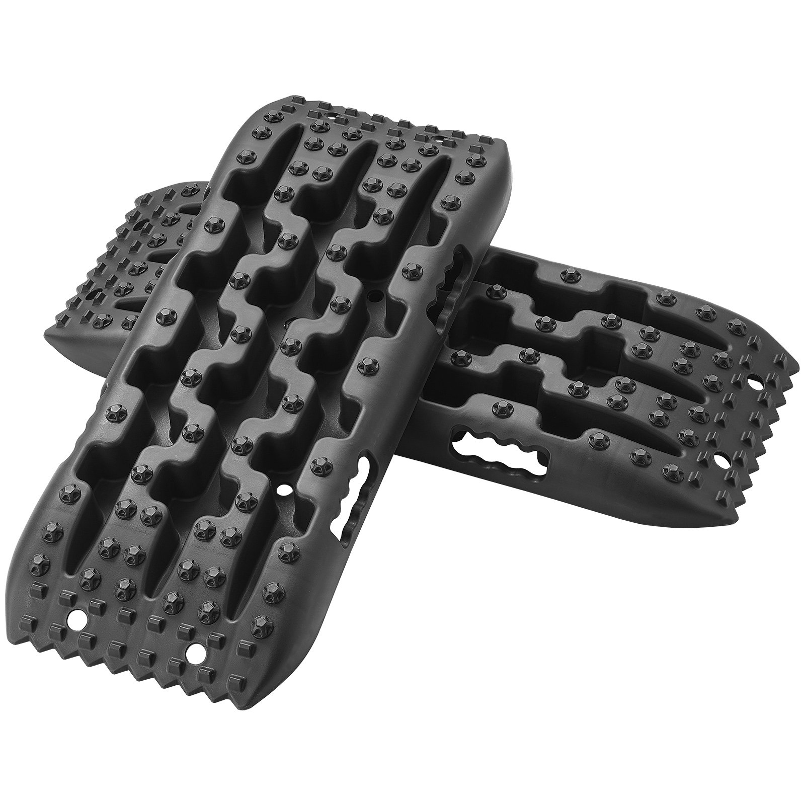 Tablas de tracción VEVOR negras con puntas y manijas resistentes para una mejor recuperación del vehículo en arena y barro.