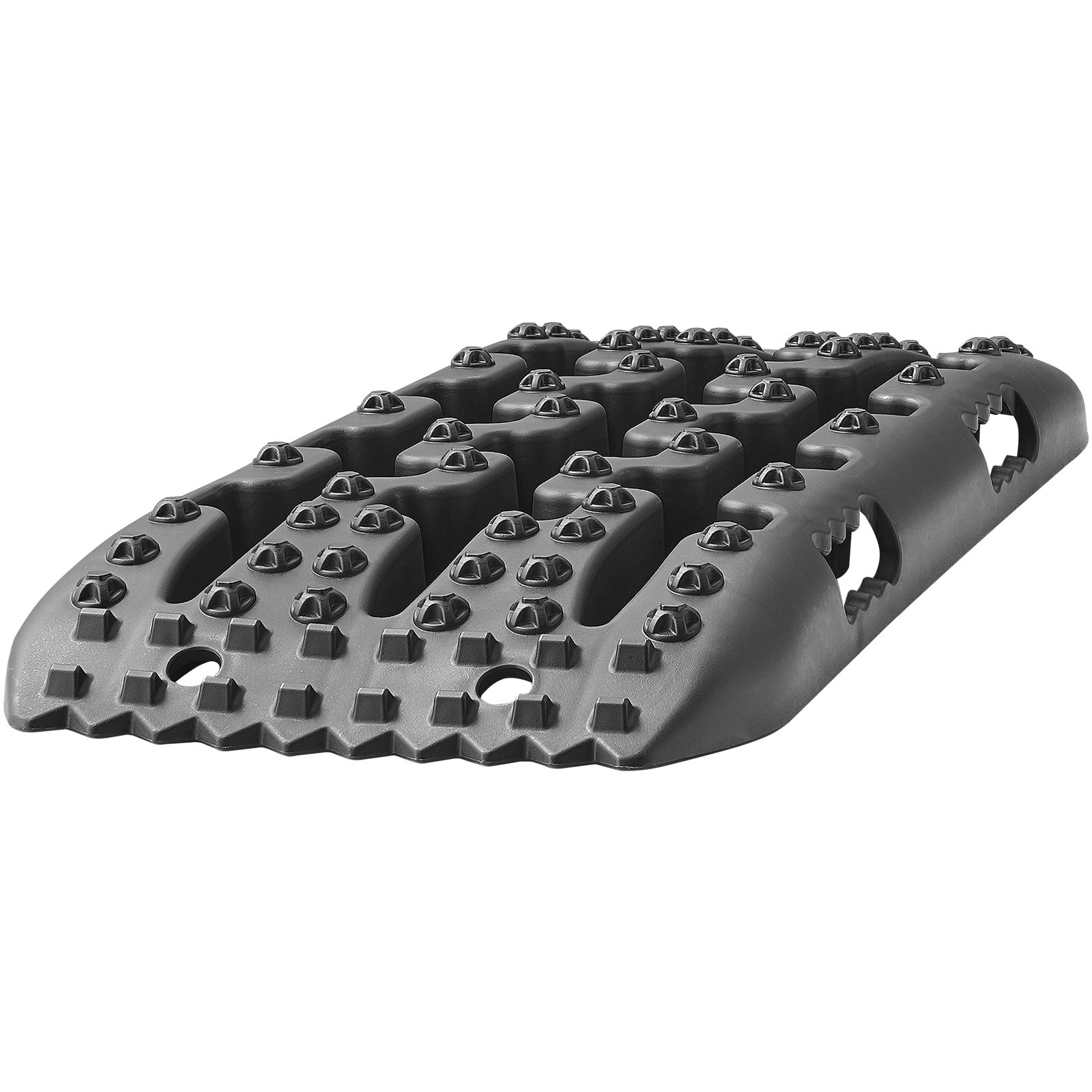 Tablas de tracción VEVOR grises con superficie rugosa y orificios para recuperación de vehículos todoterreno.