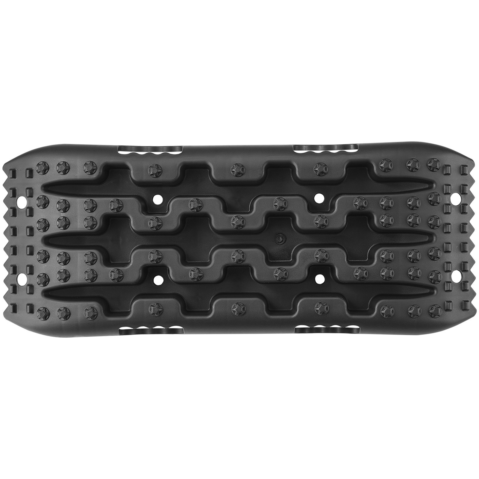 Tablas de tracción VEVOR negras con superficie rugosa y múltiples tacos para recuperación de vehículos todoterreno.