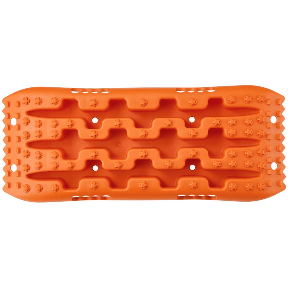 Tablas de tracción VEVOR de color naranja con superficie texturizada para el agarre de los neumáticos, diseñadas para la recuperación de vehículos todoterreno.