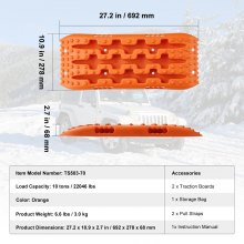 VEVOR 2 uds tablas de tracción con PP para bolsa de almacenamiento de arena y barro corto naranja