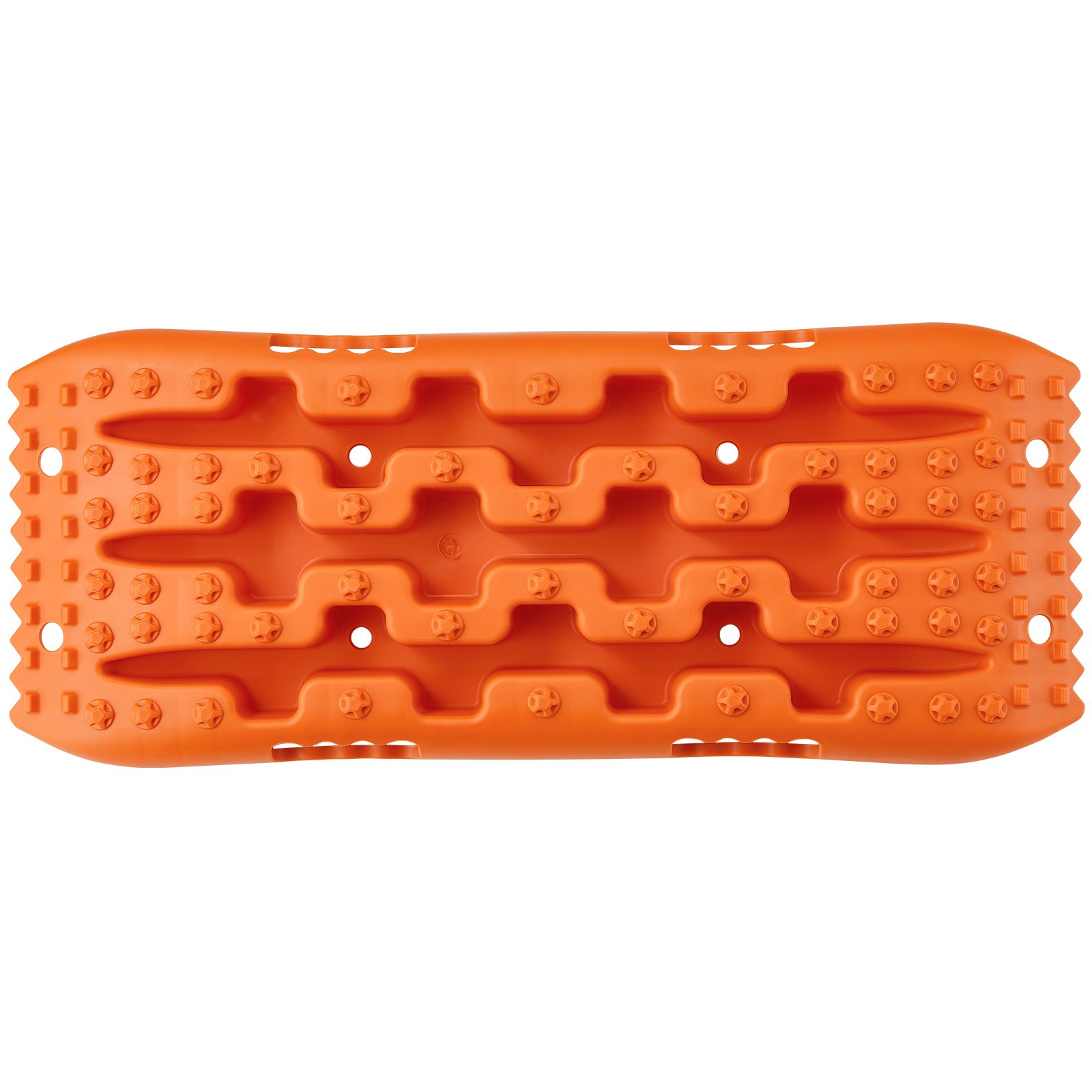 Tablas de tracción VEVOR de color naranja con superficie texturizada para el agarre de los neumáticos, diseñadas para la recuperación de vehículos todoterreno.