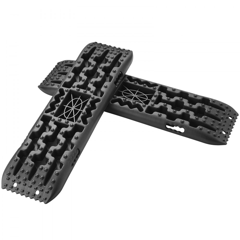 Tablas de tracción VEVOR en color negro con superficie rugosa y asas cruzadas para mayor estabilidad.
