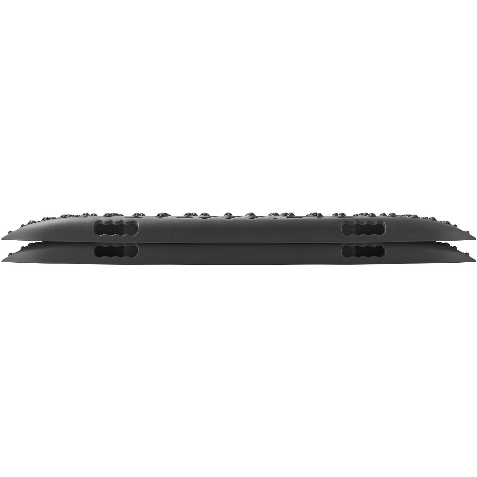 Tablas de tracción VEVOR apiladas, vista lateral con superficie rugosa y ranuras para asas.