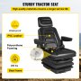 VEVOR Asiento de suspensión universal para tractor, ángulo de respaldo de 35-170°, asiento de aire ajustable de repuesto con cinturón de seguridad e interruptor de seguridad, compatible con carretilla elevadora/furgoneta/cortacésped, vinilo negro