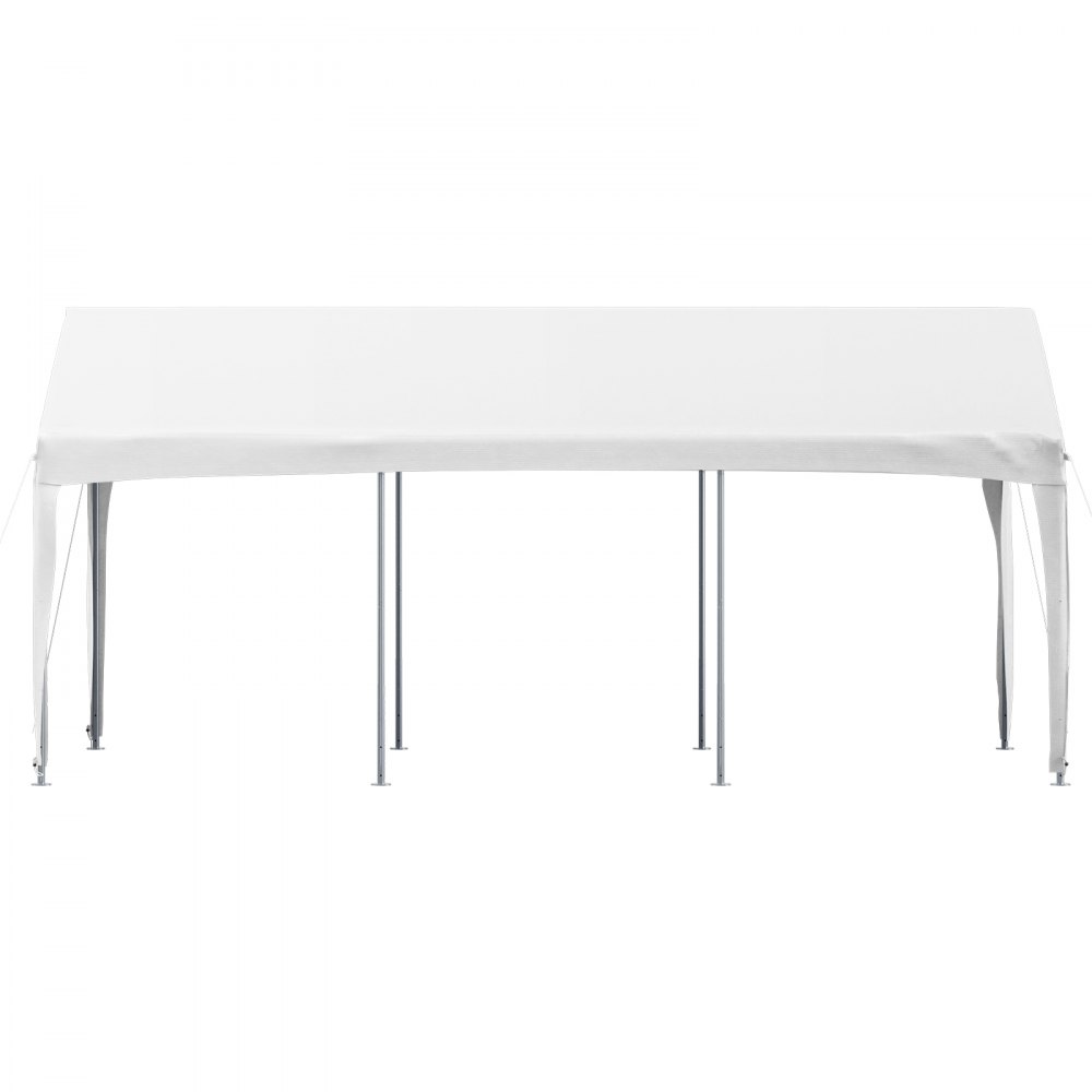 Marquesina para cochera VEVOR con parte superior blanca y estructura de metal resistente, ideal para protección en exteriores.