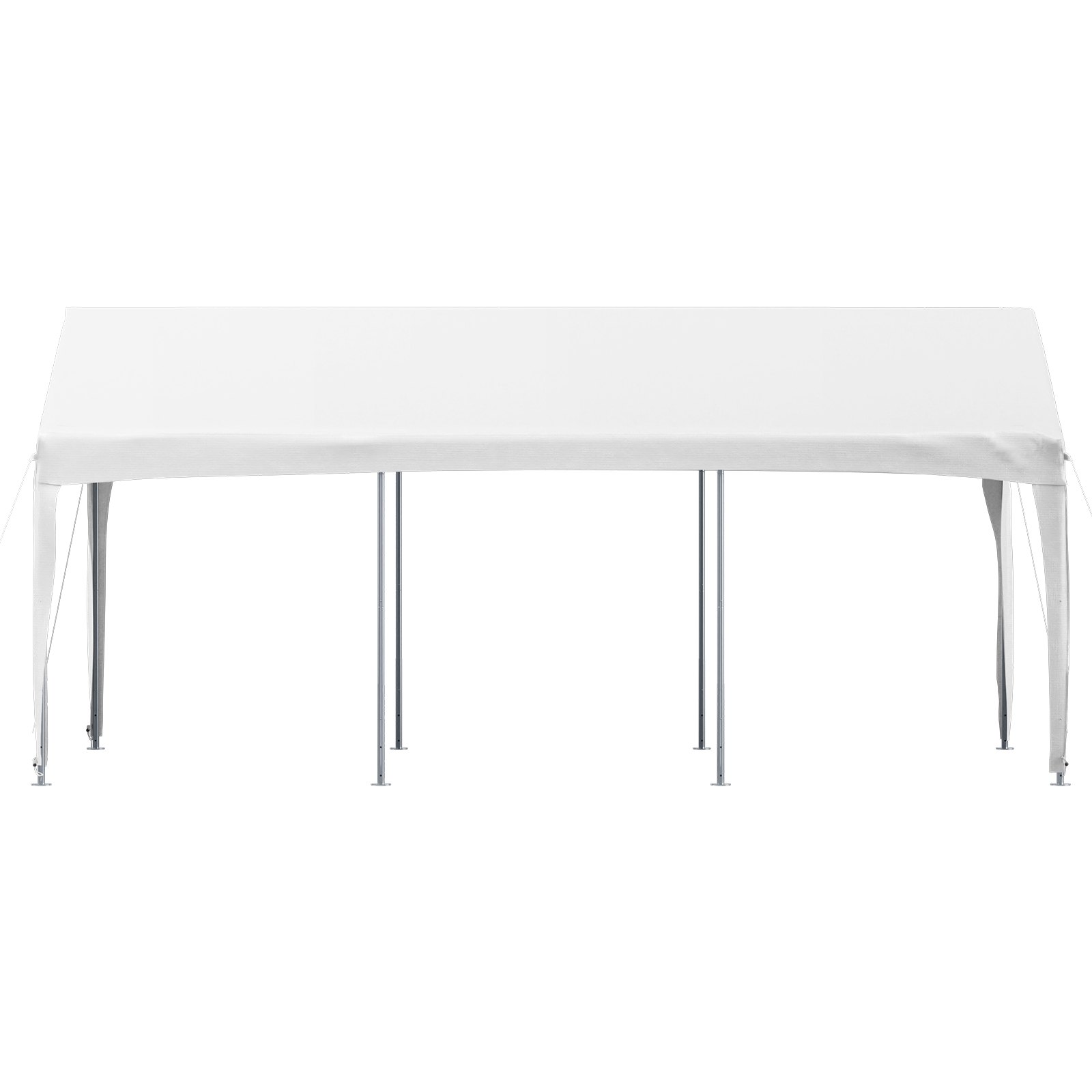 Marquesina para cochera VEVOR con parte superior blanca y estructura de metal resistente, ideal para protección en exteriores.