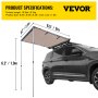Toldo lateral para automóvil VEVOR, 8.2'x6.5', toldo retráctil extraíble para vehículo, resistente al agua UV50+, postes telescópicos, parasol para remolque, tienda de campaña en la azotea con bolsa de transporte para Jeep/SUV/camión/furgoneta, viajes de camping al aire libre, caqui