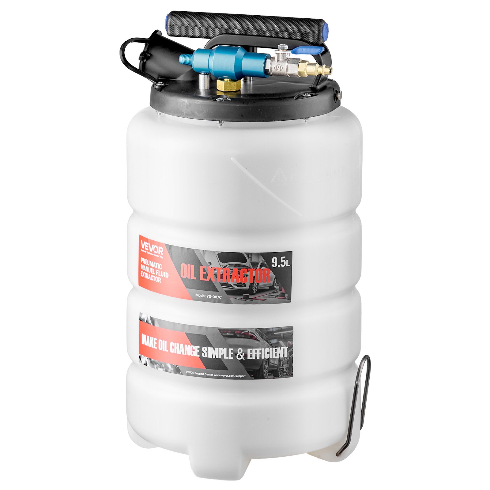 VEVOR Bomba de Líquido de Transmisión Manual y Neumática Capacidad de 9,5 L, Bomba Extractora de Aceite, con Manguera 150 cm Tubos de Extensión Tanque PE, Cambio de Aceite para Coches Barcos Motos