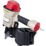 Clavadora de bobina para revestimiento VEVOR cn70 de color rojo y beige con mango y cargador negros.