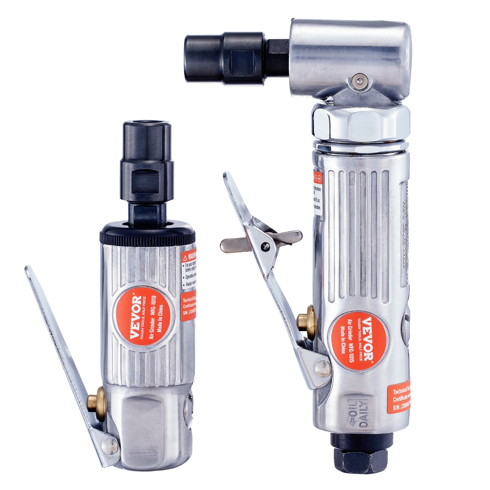 Kit de amoladora neumática VEVOR, amoladora angular con combinación de amoladora y juego de 10 fresas de carburo de un solo corte, ligero, con rodamientos de bolas para amolar, desbarbar, cortar y pulir.
