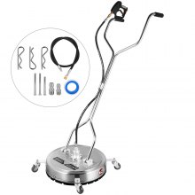 Limpiador de superficies para lavadora a presión VEVOR, 21'', máx. Presión de 4000 PSI por 3 boquillas para limpiar calzadas, aceras, marco de acero inoxidable con manija doble giratoria, ruedas, apto para conector rápido de 3/8''